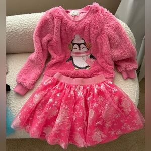 Pink sweatshirt and skirt